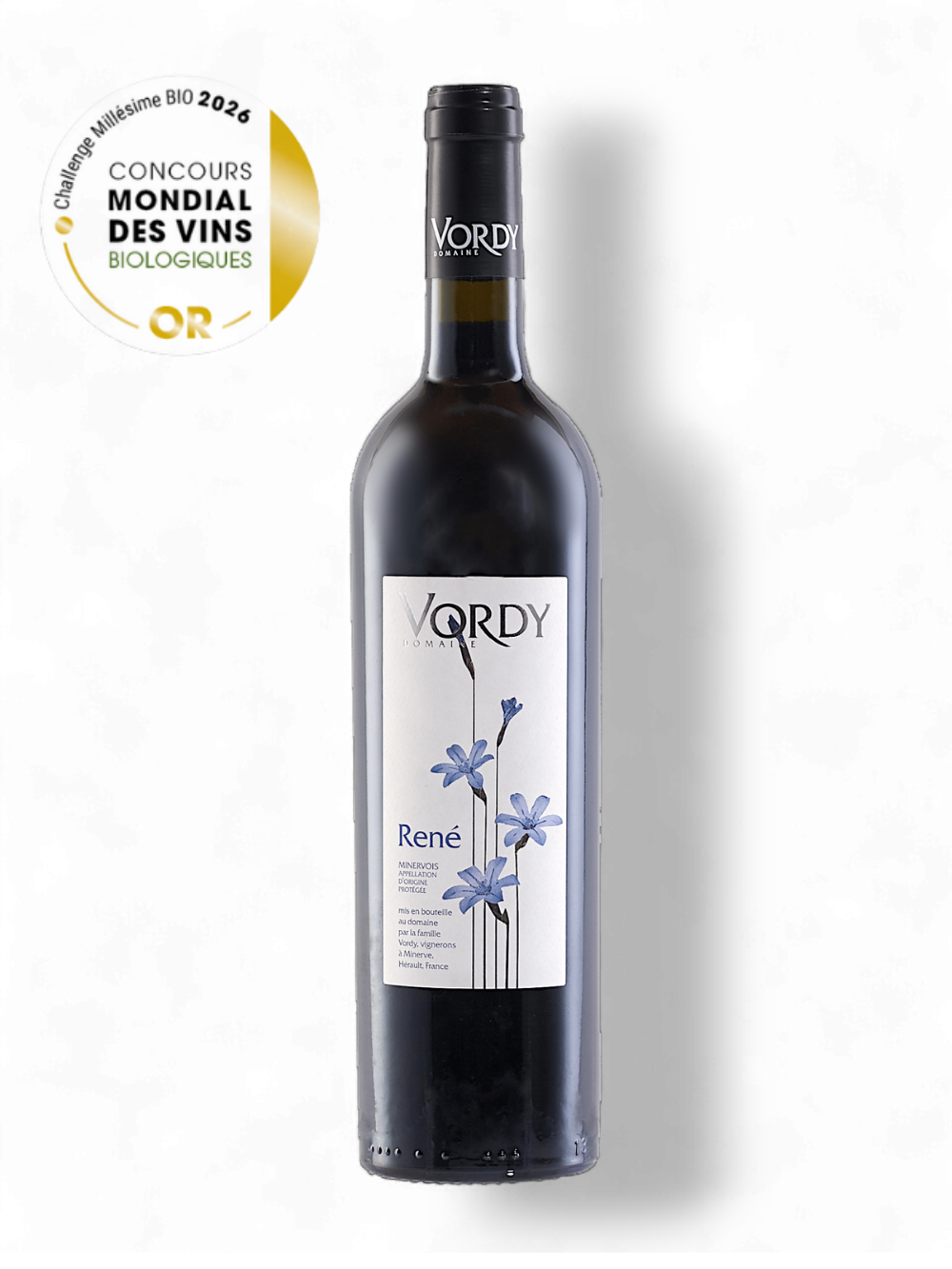 René- Vins Rouge Minervois BIO - Domaine Vordy - medaille d'or millesime bio RENÉ – Image 1